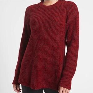 Athleta Sierra Crew Wool Blend Rib Knit Sweater Womens Size S Red Marl Cozy Warm